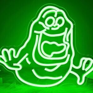 Green Ghost Slimer Neon Sign Ghostbusters Night Light Room Wall Decor
